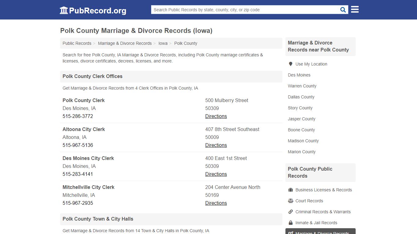 Polk County Marriage & Divorce Records (Iowa) - PubRecord.org